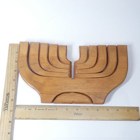 Handmade Wooden Candelabra Folding Hinged Danish Modern 10 Candle Holder - Picture 5 of 8